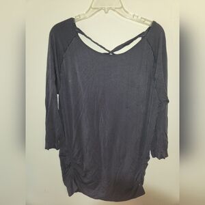 Jilla Gray Workout Top with Crisscross Back